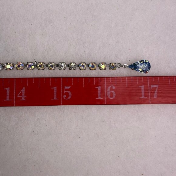 Weiss Womens Aurora Borealis Vintage Necklace & Earrings Set Silver Tone Rhinest - Picture 9 of 9